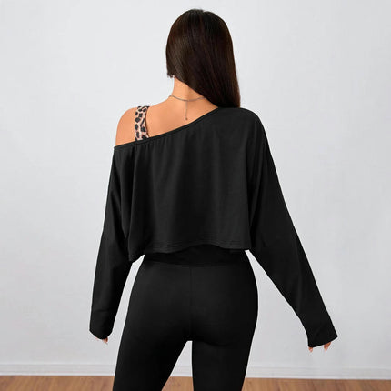 Women's Long Sleeve Loose Crop Tops Casual Cold Shoulder Blouse Shirts