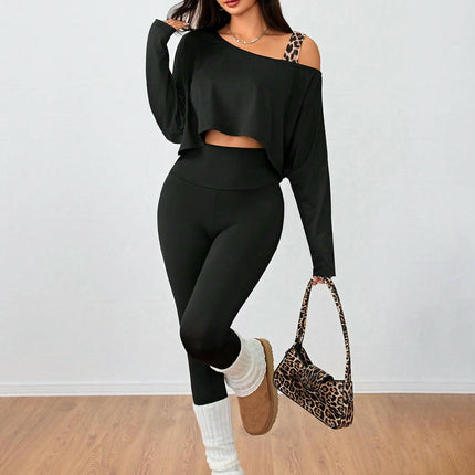 Women's Long Sleeve Loose Crop Tops Casual Cold Shoulder Blouse Shirts