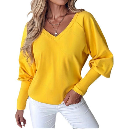 Womens Long Sleeve V Neck Tops Drawstring Ruched Loose Casual Shirts