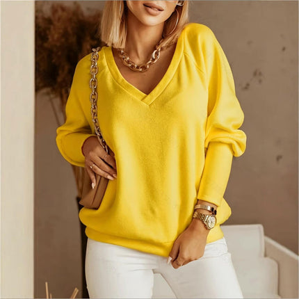 Womens Long Sleeve V Neck Tops Drawstring Ruched Loose Casual Shirts