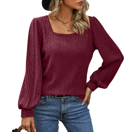Women's Sweaters Fall Lightweight Long Sleeve Square Neck Tunic Tops