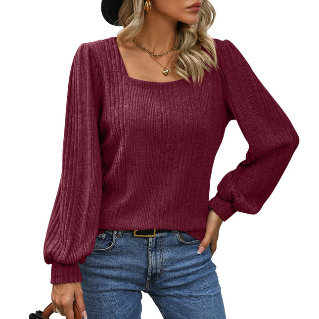Women's Sweaters Fall Lightweight Long Sleeve Square Neck Tunic Tops
