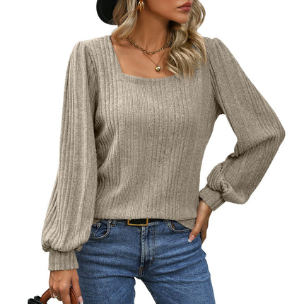 Women's Sweaters Fall Lightweight Long Sleeve Square Neck Tunic Tops