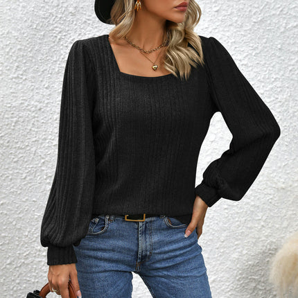 Women's Sweaters Fall Lightweight Long Sleeve Square Neck Tunic Tops
