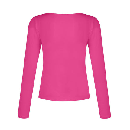 Long Sleeve Shirts for Women Fashion V Neck Basics Slim Fitted Tops