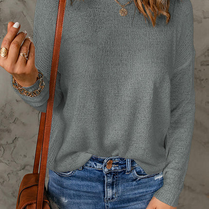 Womens Lightweight Sweaters Casual Long Sleeve Crew Neck Knit Tops