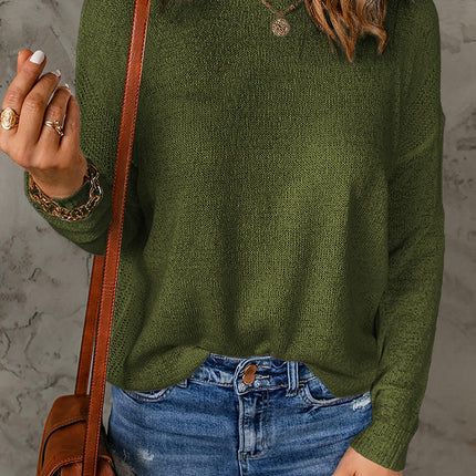 Womens Lightweight Sweaters Casual Long Sleeve Crew Neck Knit Tops