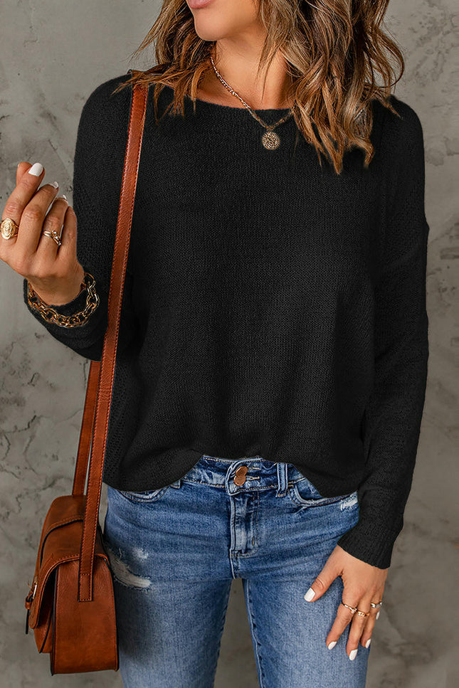 Womens Lightweight Sweaters Casual Long Sleeve Crew Neck Knit Tops