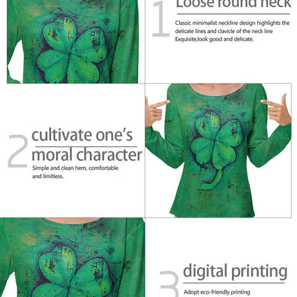 Women's Off Shoulder Long Sleeve T Shirt Scoop Neck Loose Print Tops