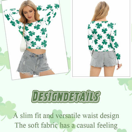 Women's Long Sleeve T-Shirt Crew Neck Slim Fit Stretchy Print Crop Tops