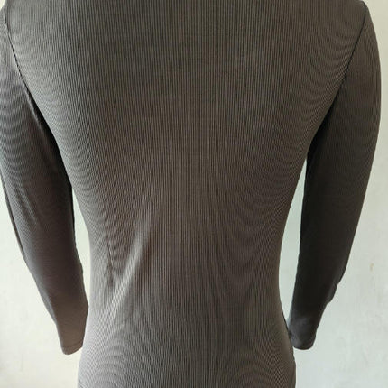 Women Long Sleeve Square Neck Ribbed T-Shirt Slim Fit Basic Casual Going Out Tops