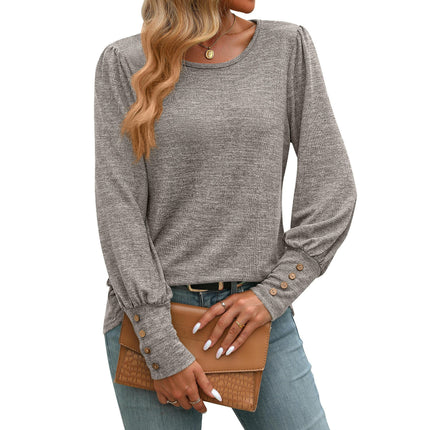 Womens Puff Long Sleeve Casual T Shirt Crewneck Loose Fit Fall Fashion Tunic Tops