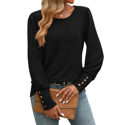 Womens Puff Long Sleeve Casual T Shirt Crewneck Loose Fit Fall Fashion Tunic Tops