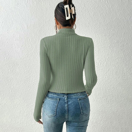 Womens Sweaters Casual Long Sleeve Shirts Turtle Neck Cut Out Slim Fit Knit Tops