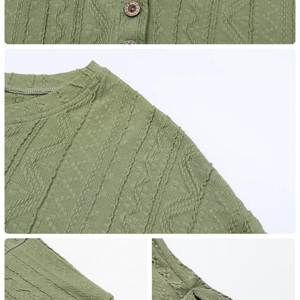 Long Sleeve Henley Shirts Button Casual Crew Neck Loose Tunics Top