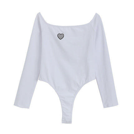 Women's Off The Shoulder Bodysuit T Shirts Long Sleeve Slim Fitted Tops