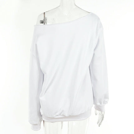 Women's Off-Shoulder Blouses Sweatshirt Long Sleeve Print Loose Tops