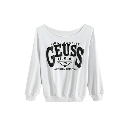Women's Off-Shoulder Blouses Sweatshirt Long Sleeve Print Loose Tops