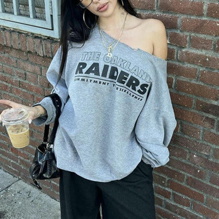 Women's Off Shoulder Long Sleeve Sweatshirt Loose Casual Loose Shirts Tops