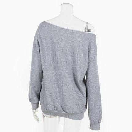 Women's Off Shoulder Long Sleeve Sweatshirt Loose Casual Loose Shirts Tops