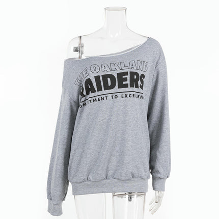 Women's Off Shoulder Long Sleeve Sweatshirt Loose Casual Loose Shirts Tops