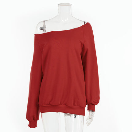 Women Long Sleeve Sweatshirts Off the Shoulder Oversized Pullover Casual Tops