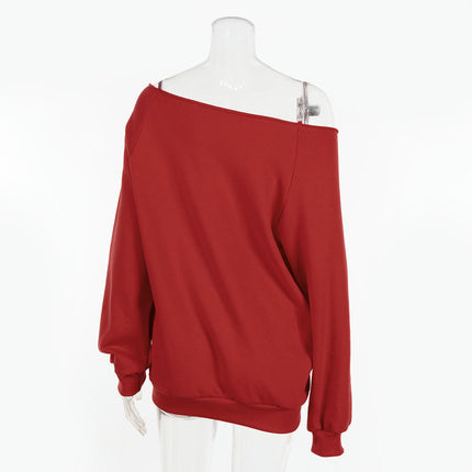 Women Long Sleeve Sweatshirts Off the Shoulder Oversized Pullover Casual Tops