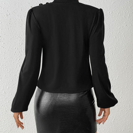 Women's Long Sleeve Slim Fit T-Shirts Casual Mock Neck Ruched Tops