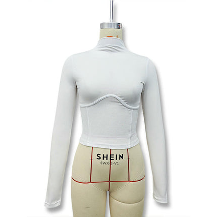 Women's Long Sleeve T Shirts Mock Neck Slim Fit Going Out Crop Tops