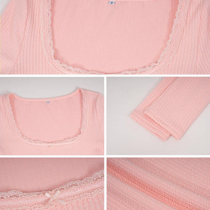 Women's Long Sleeve T Shirts Lace Scoop Neck Slim Fit Going Out Tops