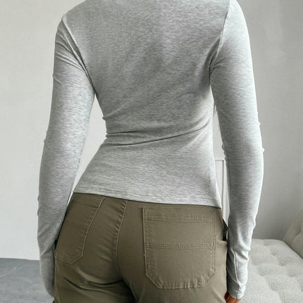Women's Long Sleeve Henley T Shirts Button Up Slim Fitted Casual Going Out Tops