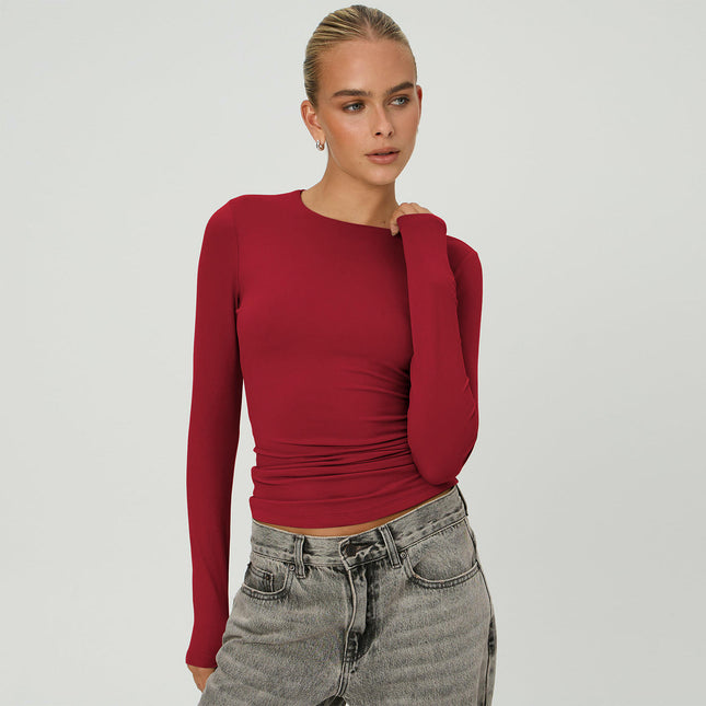 Long Sleeve T Shirts for Women Crew Neck Casual Tops Slim Fit Basic Tee