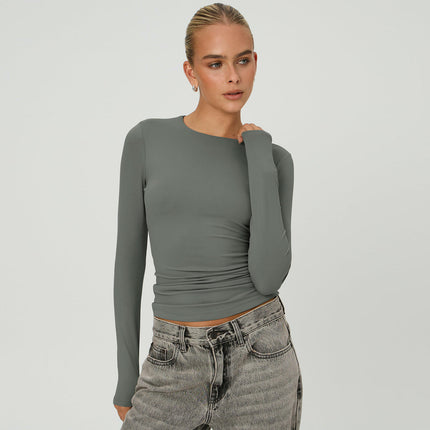 Long Sleeve T Shirts for Women Crew Neck Casual Tops Slim Fit Basic Tee
