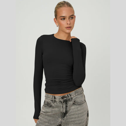 Long Sleeve T Shirts for Women Crew Neck Casual Tops Slim Fit Basic Tee