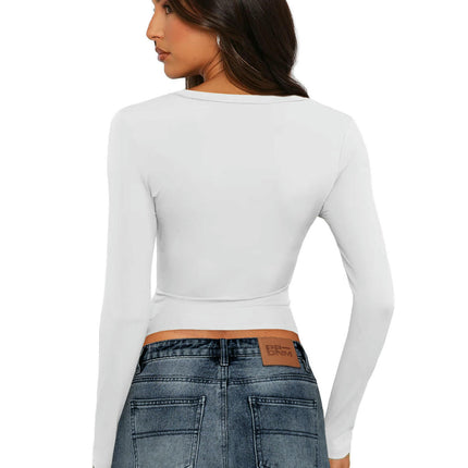 Women's Long Sleeve Crewneck T Shirts Casual Fall Slim Fitted Going Out Crop Tops