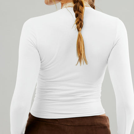 Women Long Sleeve Shirts Basic Scoop Neck Slim Fit Going Out Crop Tops