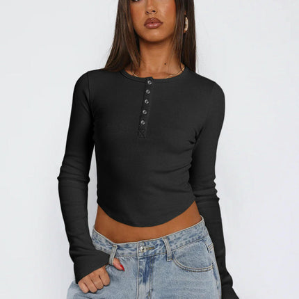 Women's Long Sleeve Tops Crew Neck Button Down Henley Shirts Blouses