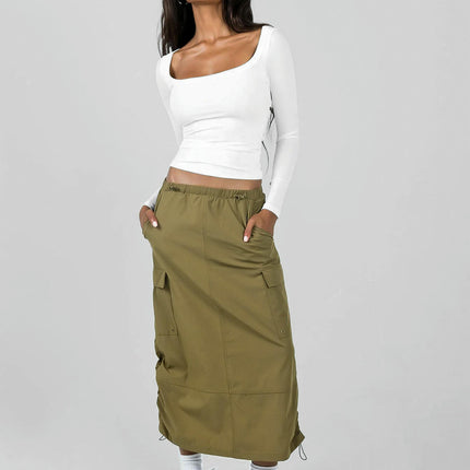 Womens Long Sleeve Shirts Going Out Crop Tops Square Neck Ribbed Knit T Shirt