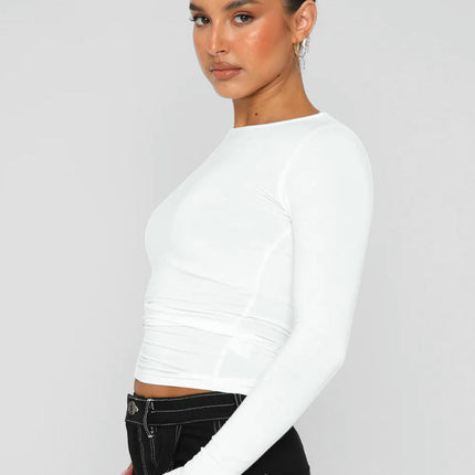 Womens Basic Long Sleeve Crew Neck T Shirt Slim Fit Fall Going Out Tops