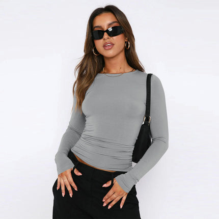 Womens Basic Long Sleeve Crew Neck T Shirt Slim Fit Fall Going Out Tops