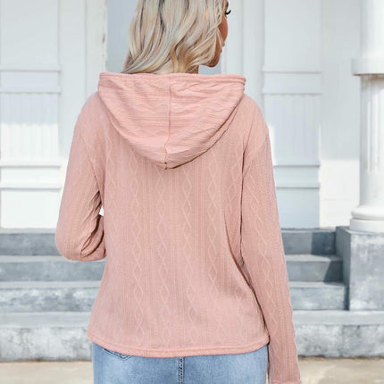 Hoodies for Women Casual Long Sleeve Textured Knit Loose Drawstring Hooded Sweatshirt