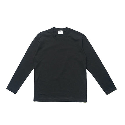 Unisex Adult Cotton Long Sleeve Crew Neck T-Shirt Loose Casual Top