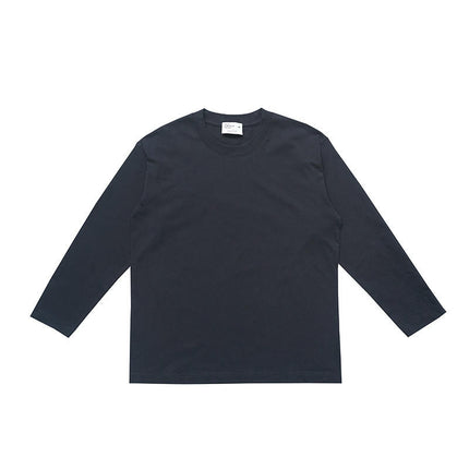 Unisex Adult Cotton Long Sleeve Crew Neck T-Shirt Loose Casual Top
