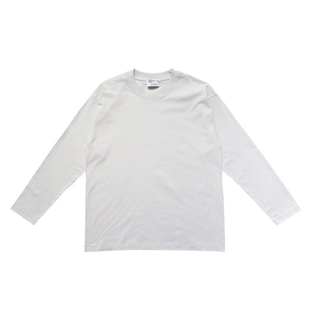 Unisex Adult Cotton Long Sleeve Crew Neck T-Shirt Loose Casual Top