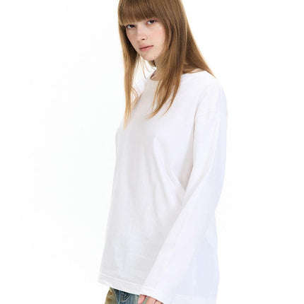 Unisex Adult Cotton Long Sleeve Crew Neck T-Shirt Loose Casual Top
