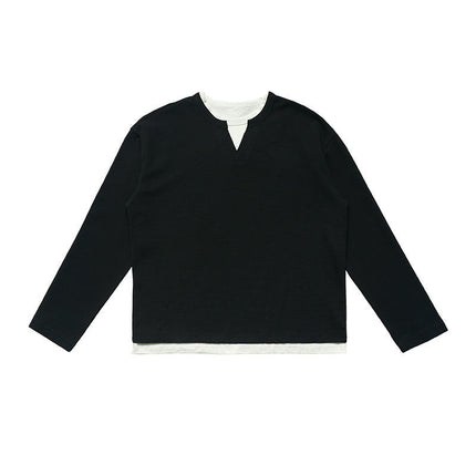 Women's Casual Long Sleeve Waffle T Shirt Crewneck Color Block Loose Tops