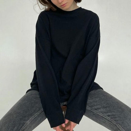 Womens Long Sleeve Shirts Crewneck Oversized Tops T-Shirts Blouse
