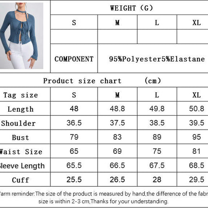 Women's Waffle Tie Front Crop Top Long Sleeve Square Neck Fitted T Shirts
