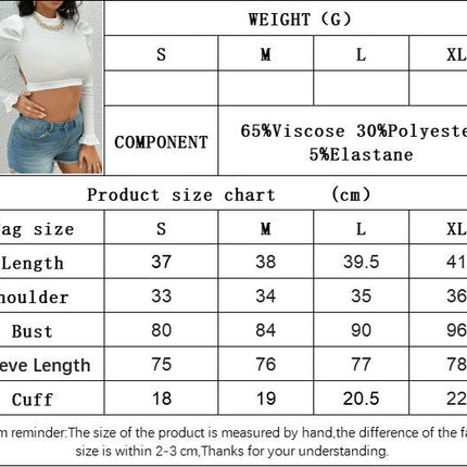 Women's Mock Neck Tee Puff Long Sleeve Slim Fitted T-Shirts Crop Tops