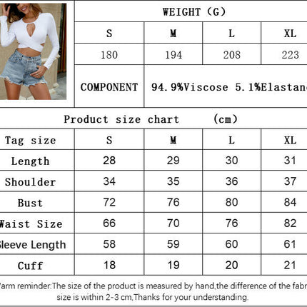 Women's Crewneck Cut Out T Shirt Long Sleeve Slim Fit Wrap Crop Tops